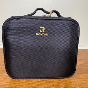 Relavel Black Travel Makeup Train Cosmetic Case 9x10x3.5”